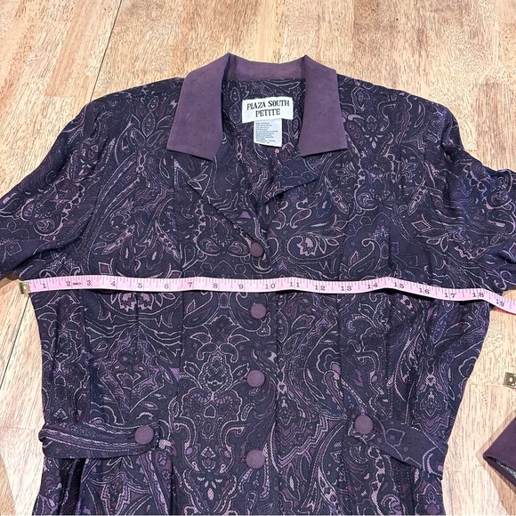 Plaza South Vintage 90s Women's Purple Paisley Dress Size 10P - Picture 14 of 16